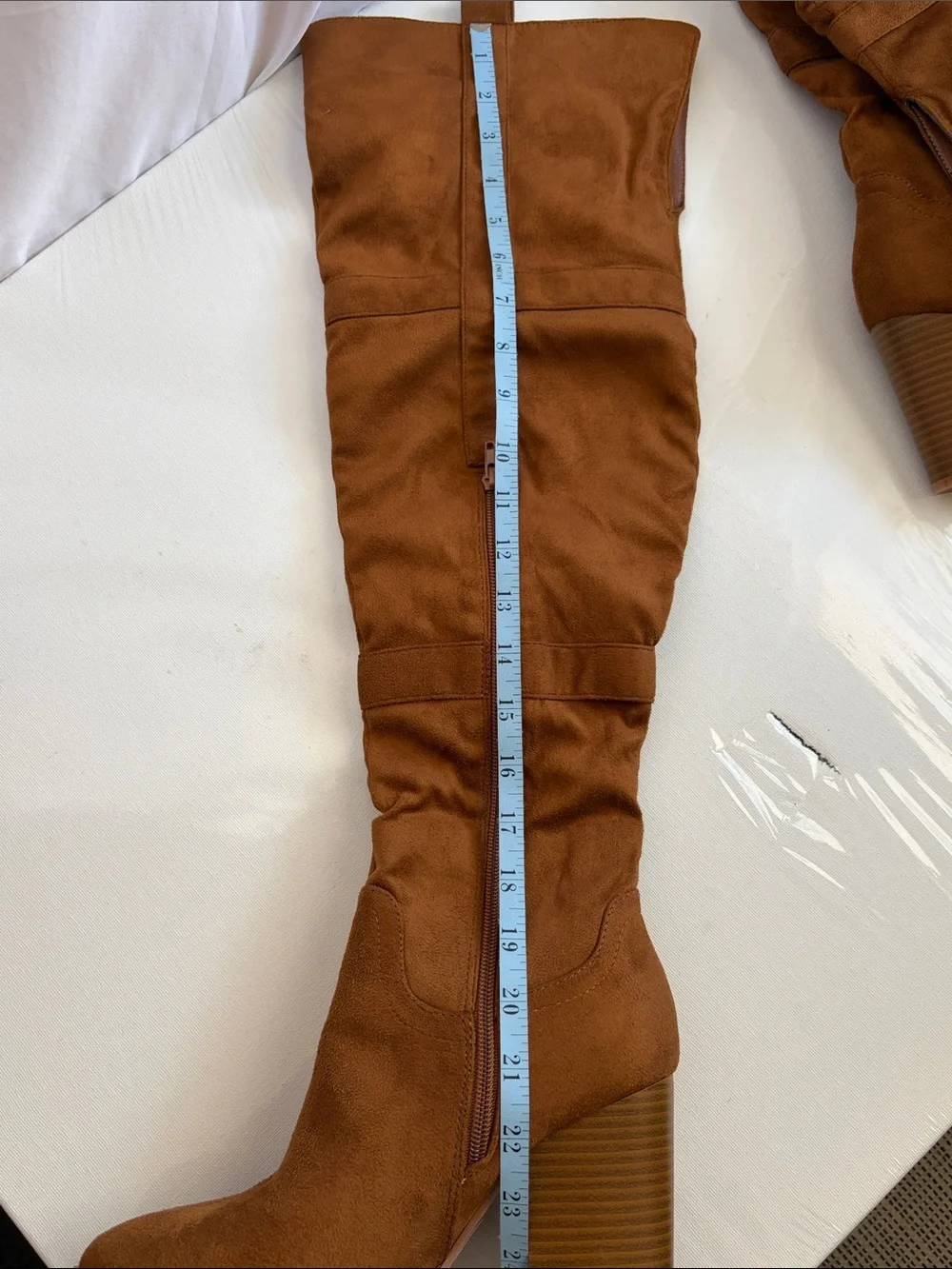 Yoki Tall Faux Suede Over-the-Knee Boots in Cognac Brown